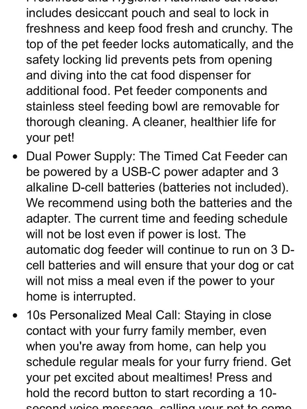 Small Pet Feeder - Black and White Automatic Dispenser
